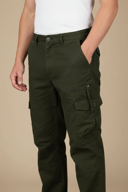 Pantalon Cargo Multipoche - Kaki Toile