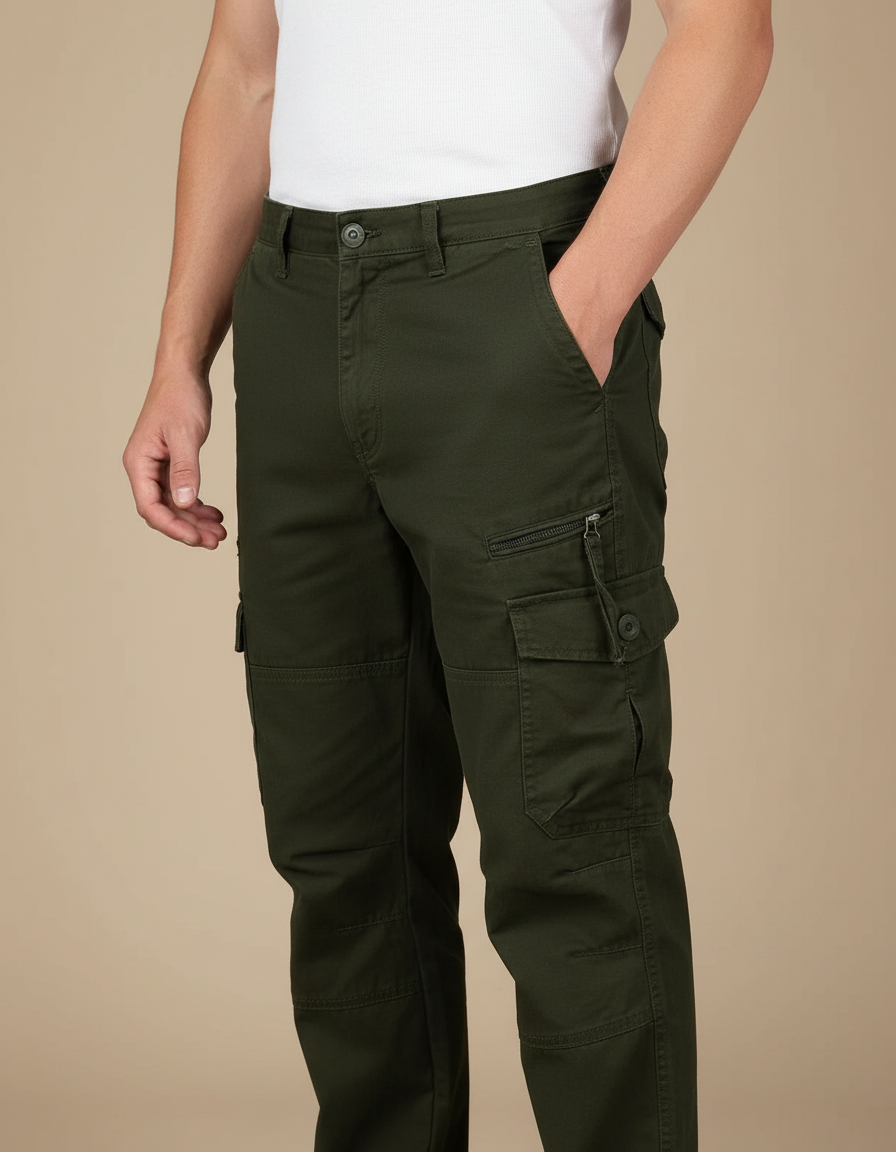 Pantalon Cargo Multipoche - Kaki Toile