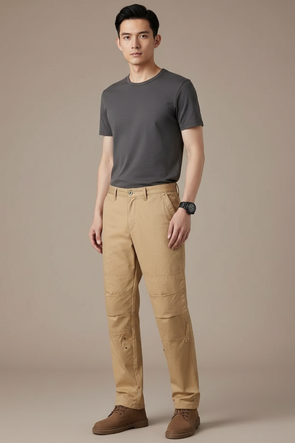Pantalon Cargo Beige Coton Multipoches Renforcé Homme - Toile