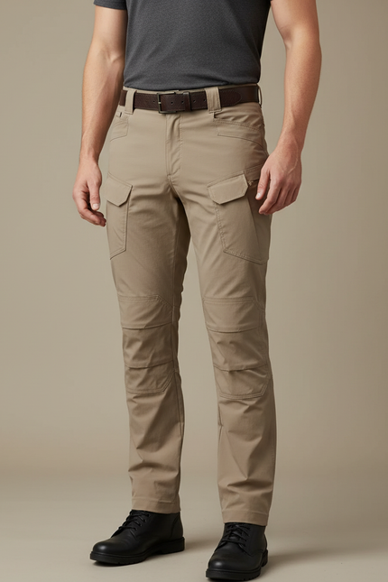 Pantalon Cargo Homme Beige Tactique Multipoches Résistant - Gabardine
