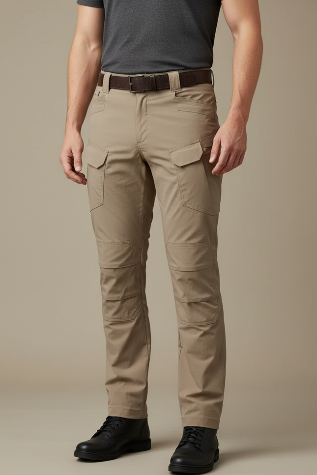 Pantalon Cargo Homme Beige Tactique Multipoches Résistant - Gabardine