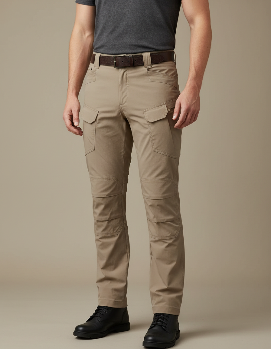 Pantalon Cargo Homme Beige Tactique Multipoches Résistant - Gabardine