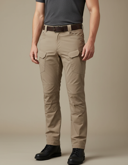 Pantalon Cargo Homme Beige Tactique Multipoches Résistant - Gabardine