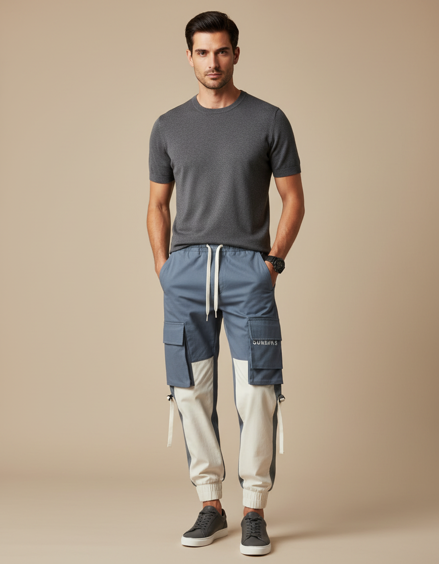 Pantalon Cargo Bleu Clair - Toile