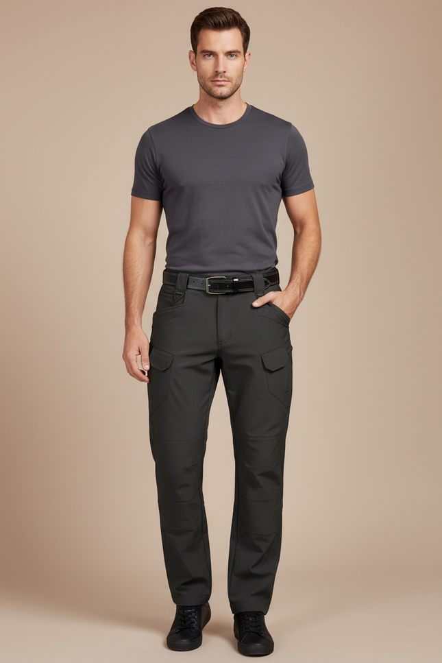 Pantalon Cargo Avec Ceinture - Gris Polyester