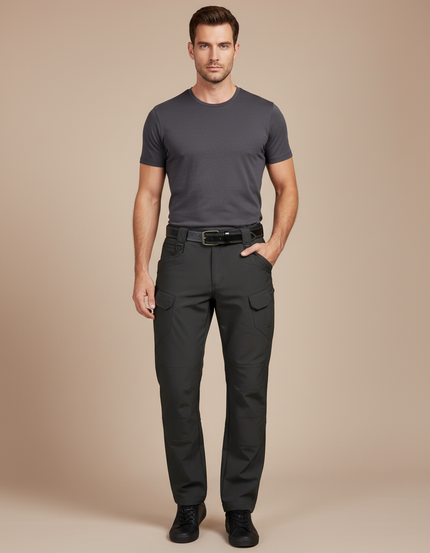 Pantalon Cargo Avec Ceinture - Gris Polyester