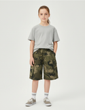 Pantalon Cargo Camouflage Vert Coton Ample Enfant - Kaki