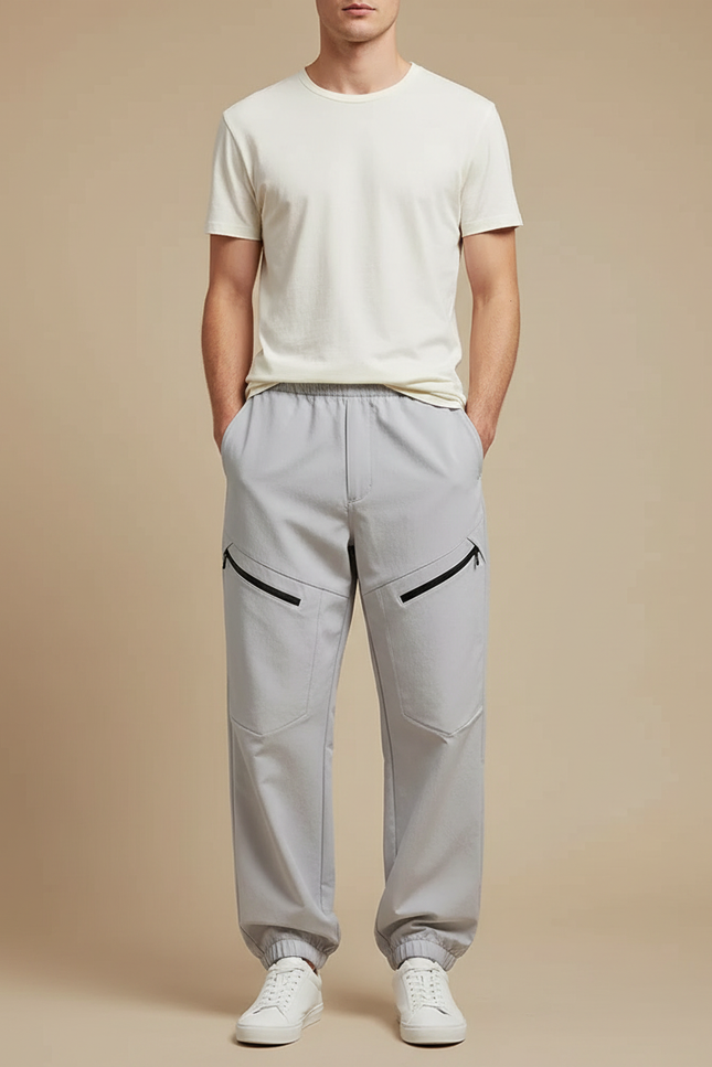 Pantalon Cargo Gris Technique Décontracté Multipoches Homme - Polyester