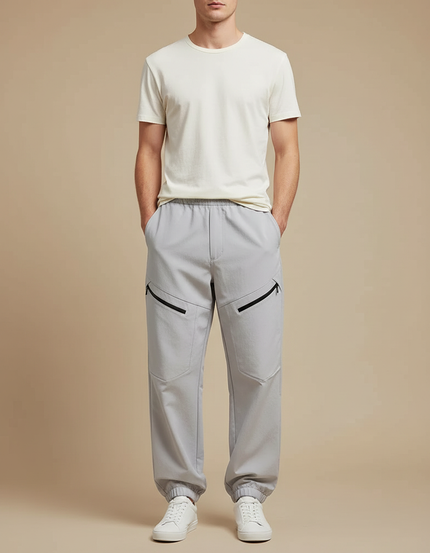 Pantalon Cargo Gris Technique Décontracté Multipoches Homme - Polyester