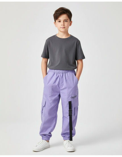 Pantalon Cargo Ample Violet Streetwear Enfant Boucles - Coton