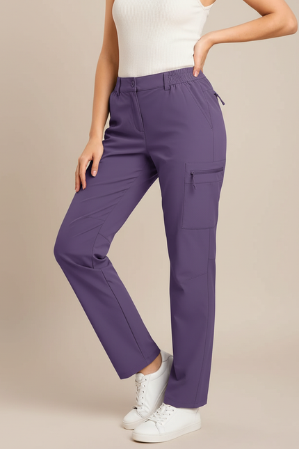 Pantalon Cargo Violet Léger Multi-Poches Femme - Polyester
