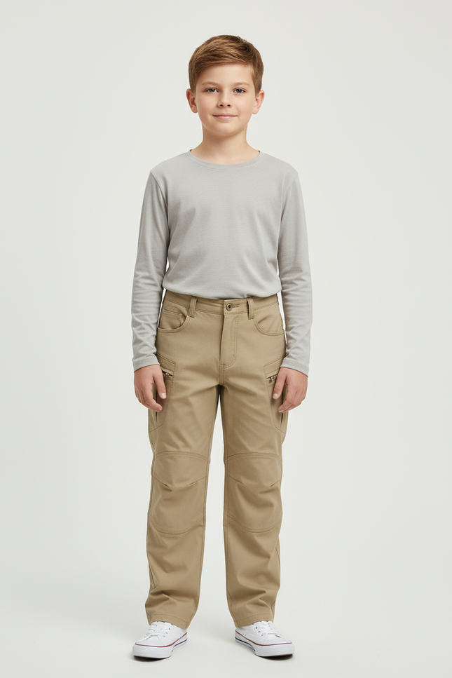Pantalon Cargo Beige Enfant Multipoches Décontracté Durable - Toile