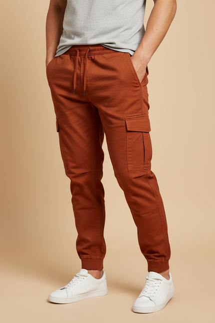 Pantalon Cargo Extensible Homme - Orange Toile