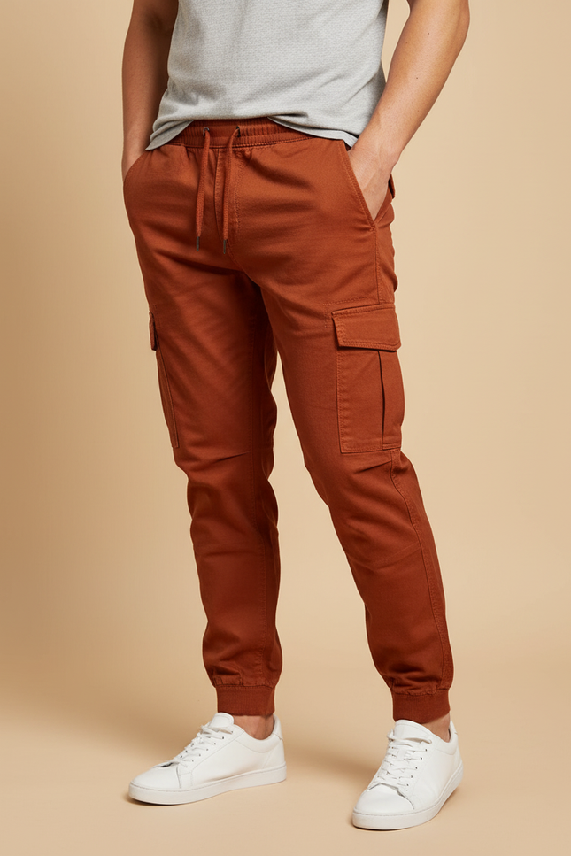 Pantalon Cargo Extensible Homme - Orange Toile