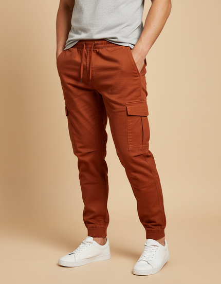 Pantalon Cargo Extensible Homme - Orange Toile