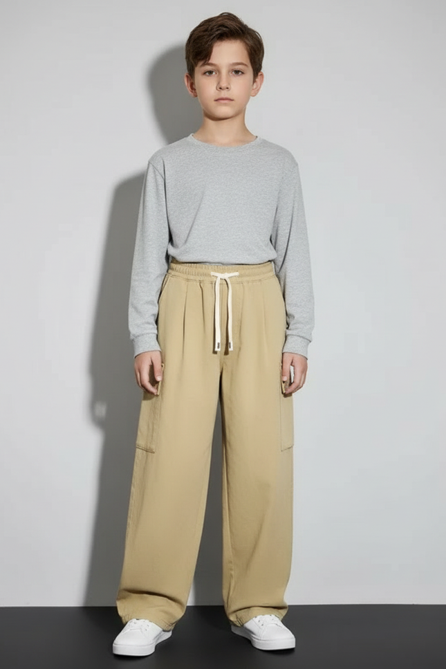 Pantalon Cargo Beige Coton Ample Enfant
