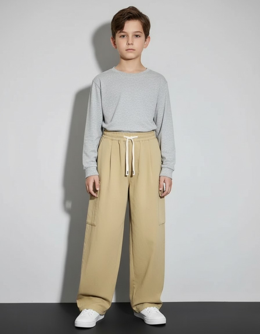 Pantalon Cargo Beige Coton Ample Enfant