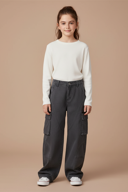 Pantalon Cargo Gris Ample Décontracté Multi-Poches - Jean