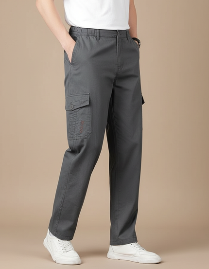 Pantalon Cargo Gris Droit Homme Décontracté Coton