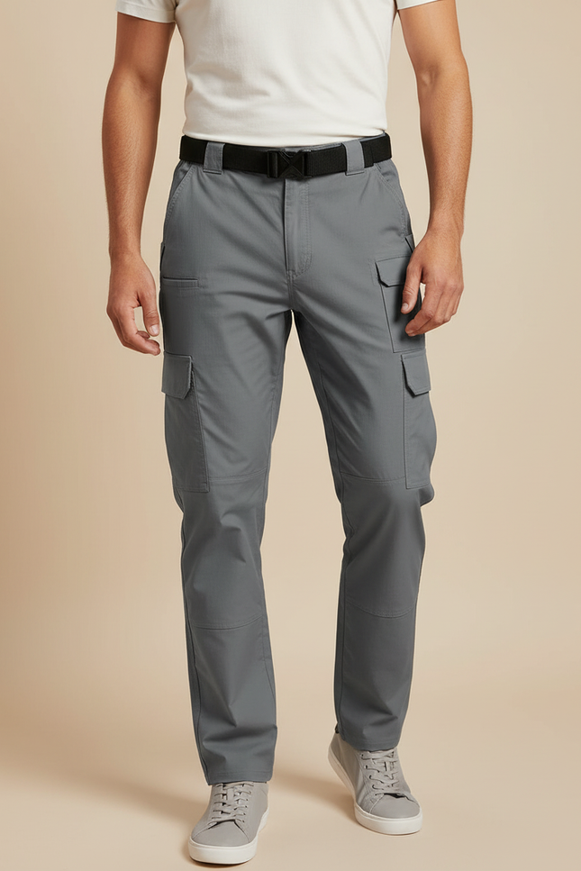 Pantalon Cargo Gris Homme Tactique Multi-Poches Respirant - Polyester