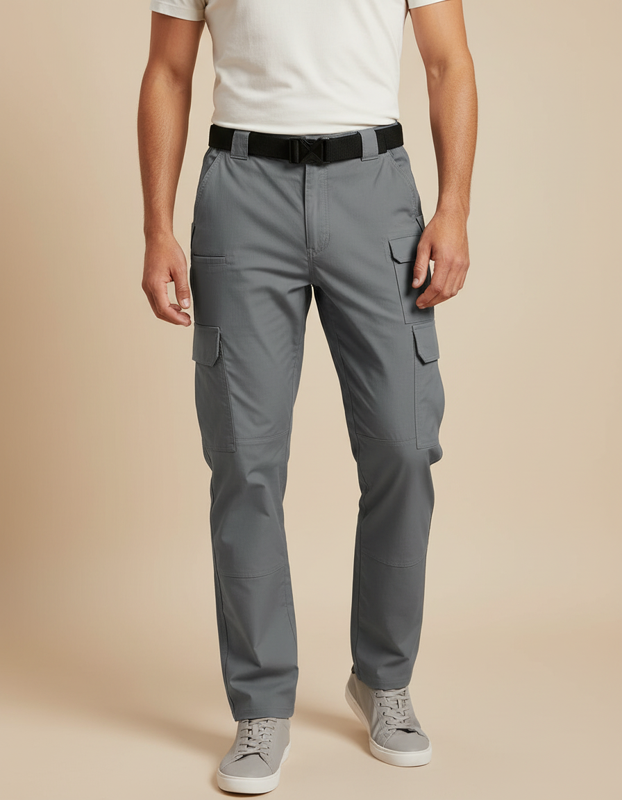 Pantalon Cargo Gris Homme Tactique Multi-Poches Respirant - Polyester