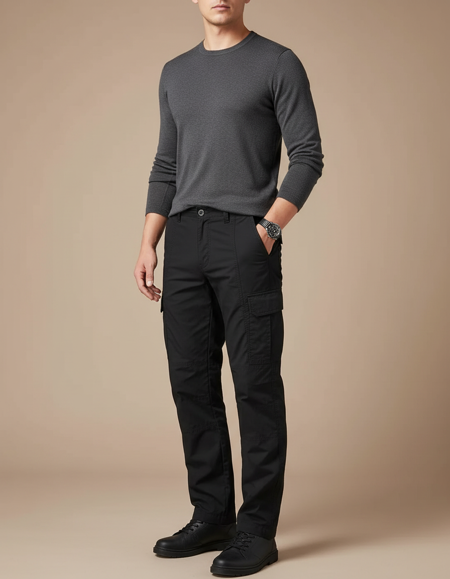 Pantalon Cargo Noir Homme - Toile