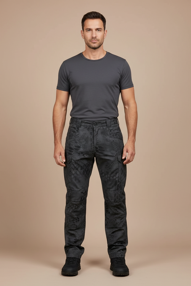 Pantalon Cargo Noir Tactique Camouflage Homme - Toile
