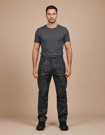 Pantalon Cargo Noir Tactique Camouflage Homme - Toile