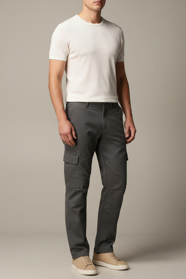 Pantalon Cargo Gris Coton Multipoches Confortable Renforcé Homme