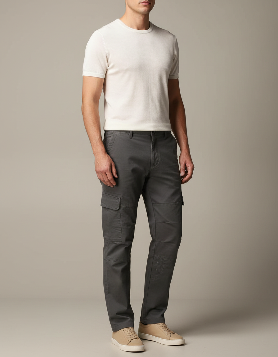 Pantalon Cargo Gris Coton Multipoches Confortable Renforcé Homme