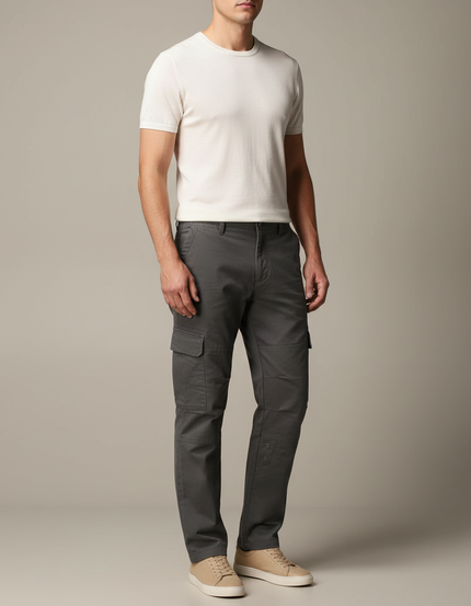 Pantalon Cargo Gris Coton Multipoches Confortable Renforcé Homme