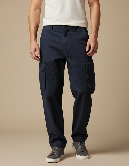 Pantalon Cargo Marine Coton Ample Décontracté Homme