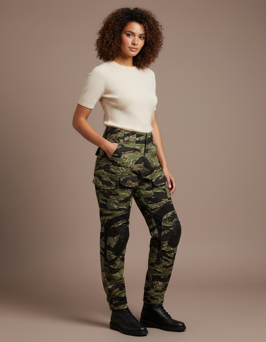 Pantalon Cargo Camouflage Militaire Ajusté Gen3 Femme - Vert Toile
