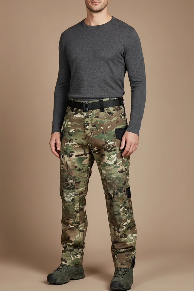 Pantalon Cargo Camouflage Militaire Multi-Poches Renforcé - Multicolore Toile