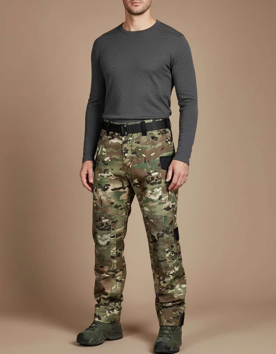 Pantalon Cargo Camouflage Militaire Multi-Poches Renforcé - Multicolore Toile