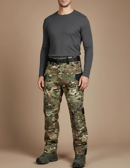 Pantalon Cargo Camouflage Militaire Multi-Poches Renforcé - Multicolore Toile