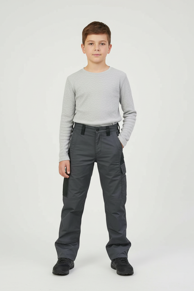 Pantalon Cargo Gris Fonctionnel Multipoches Enfant - Polyester