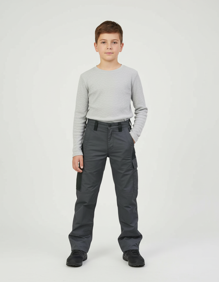 Pantalon Cargo Gris Fonctionnel Multipoches Enfant - Polyester