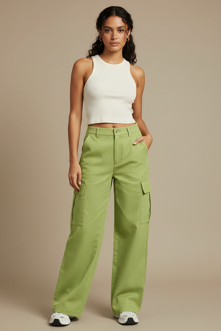 Pantalon Cargo Canvas - Vert Toile