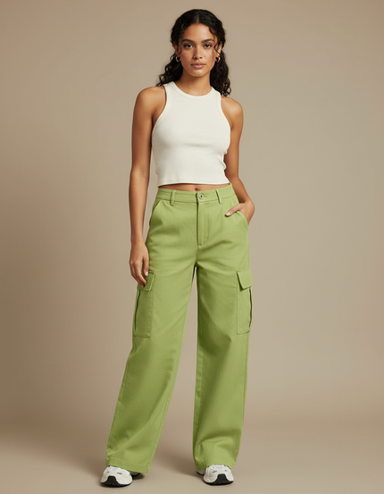 Pantalon Cargo Canvas - Vert Toile