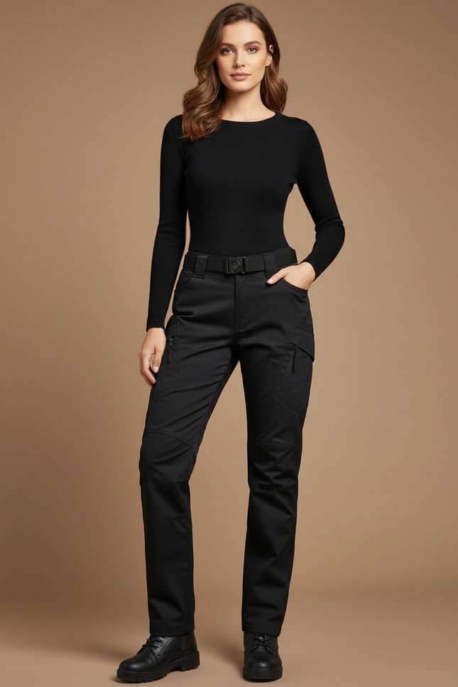 Pantalon Cargo Noir Femme Multipoches Tactique Résistant - Polyester