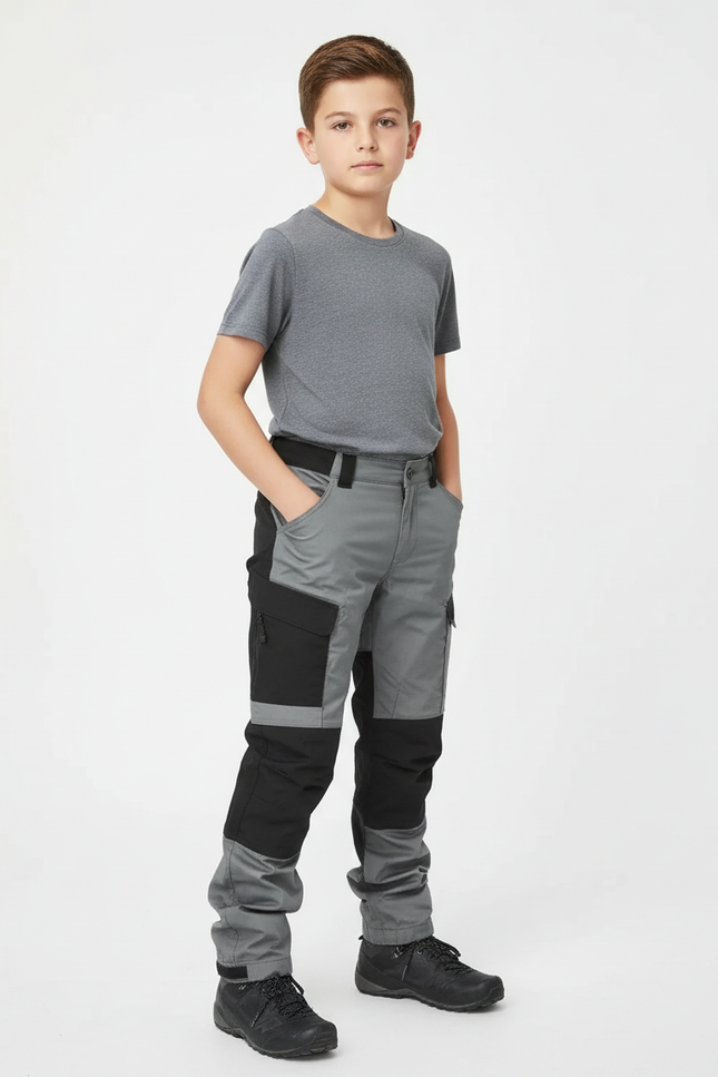 Pantalon Cargo Gris Noir Multipoches Enfant Décontracté - Multicolore Polyester