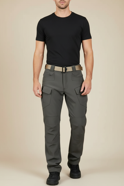 Pantalon Cargo Gris Tactique Multipoches Élastique Homme - Polyester