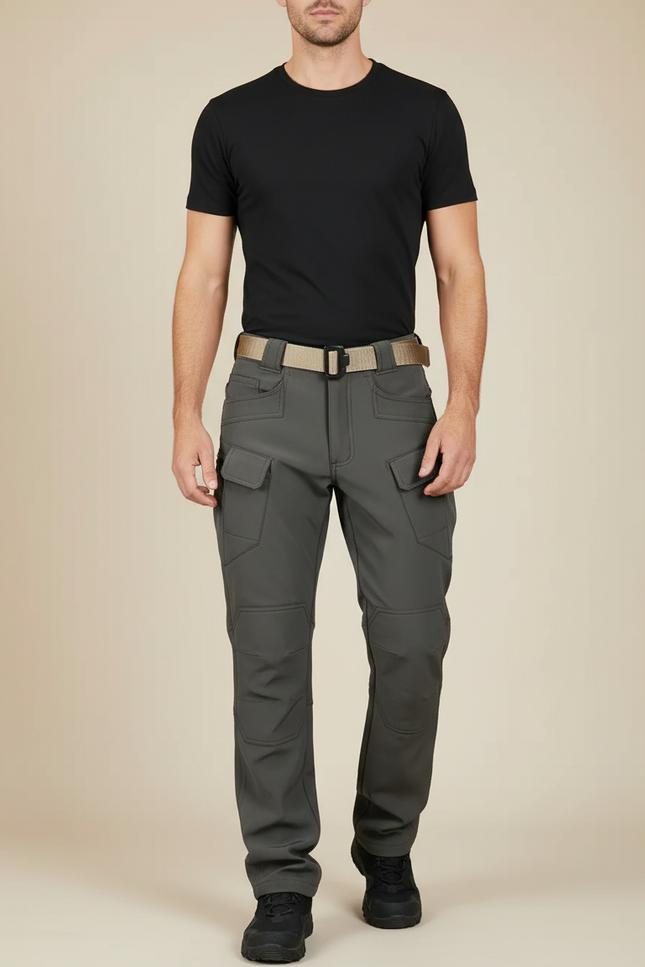 Pantalon Cargo Gris Tactique Multipoches Élastique Homme - Polyester