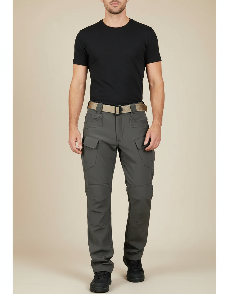Pantalon Cargo Gris Tactique Multipoches Élastique Homme - Polyester