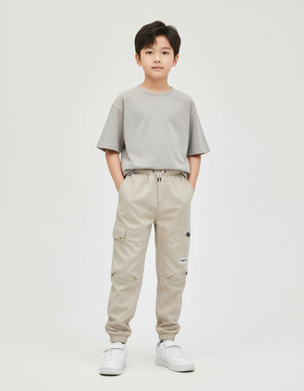 Pantalon Cargo Beige Coton Multipoches Enfant