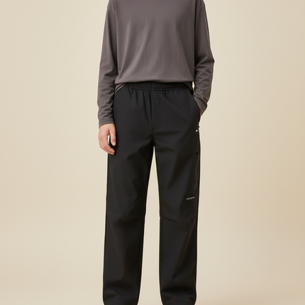 Pantalon Cargo Noir Ample Coupe Droite Sportif - Polyester