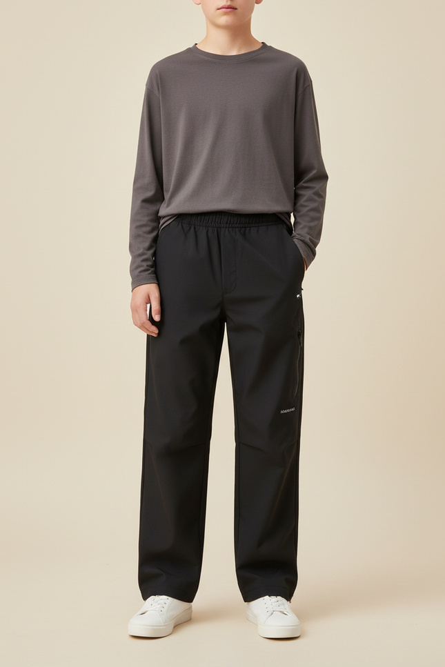 Pantalon Cargo Noir Ample Coupe Droite Sportif - Polyester