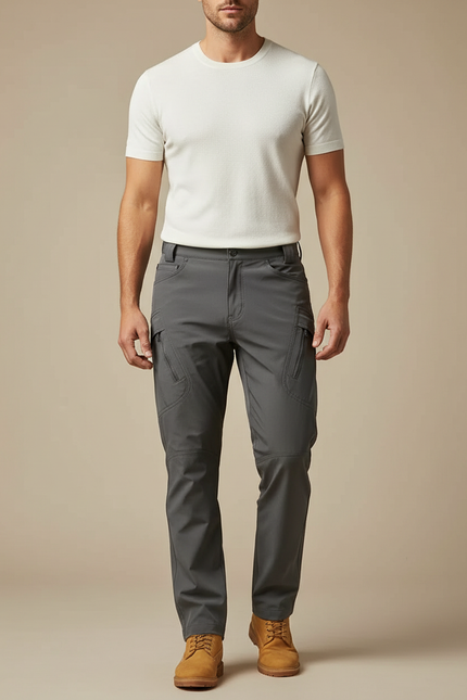 Pantalon Cargo Gris Homme Tactique Multipoches Extérieur - Polyester