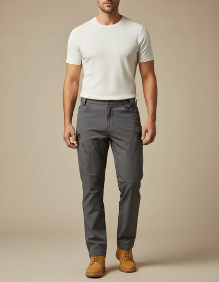 Pantalon Cargo Gris Homme Tactique Multipoches Extérieur - Polyester